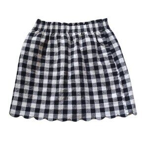 J. Crew Factory Black & White Gingham Scalloped Sidewalk Skirt Size 2
